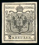 Stamp of Austria » 1850 Issue 1850 2Kr schwarz HP Ty Ib