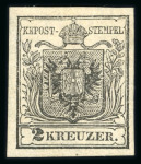 Stamp of Austria » 1850 Issue 1850 2Kr HP grauschwarz