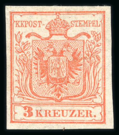 Stamp of Austria » 1850 Issue 1850 3Kr rot, HP ty Ia1