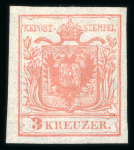 Stamp of Austria » 1850 Issue 1850 3K hellrot HP Ty Ib