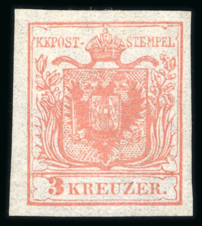 Stamp of Austria » 1850 Issue 1850 3K hellrot HP Ty Ib
