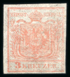 Stamp of Austria » 1850 Issue 1850 3Kr hellrot HP Seidenpapier