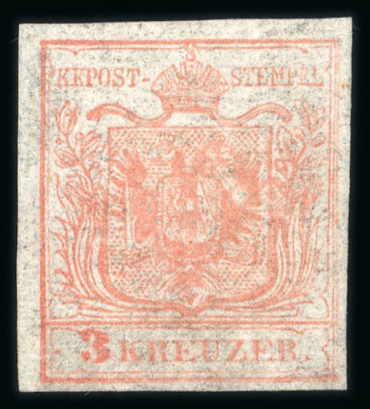 Stamp of Austria » 1850 Issue 1850 3Kr hellrot HP Seidenpapier