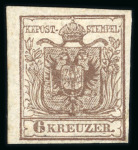 Stamp of Austria » 1850 Issue 1850 6Kr braun HP Ty III