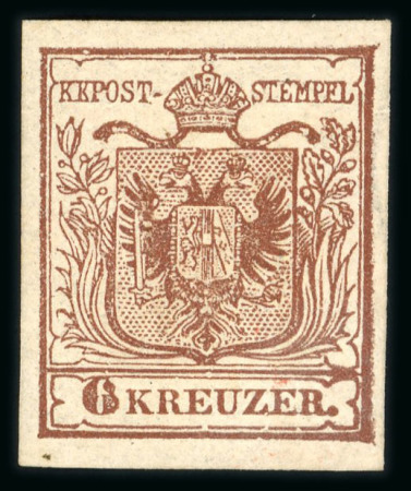 Stamp of Austria » 1850 Issue 1850 6Kr rotbraun HP Ty Ia