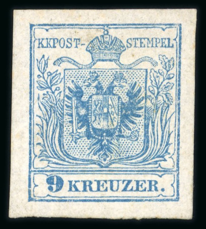 Stamp of Austria » 1850 Issue 1850 9Kr HP hellpreussischblau