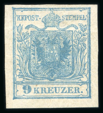 Stamp of Austria » 1850 Issue 1850 9Kr HP hellblau Ty IIa, ungebraucht