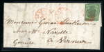 Stamp of Switzerland / Schweiz » Kantonalmarken » Genf 1849, grosser Adler dunkelgrün, farbfrisch auf Brief