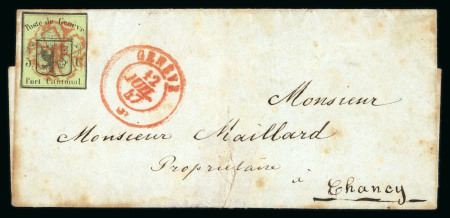 Stamp of Switzerland / Schweiz » Kantonalmarken » Genf 1847, kleiner Adler mit Plattenfehler auf Brief