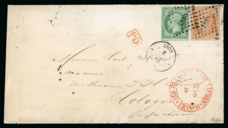 Stamp of France » Lettres Classiques 1858, affranchissement bicolore pour Cologne (Prusse)