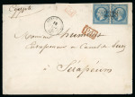 Stamp of Egypt » Suez-Canal Company 1868 (Jan 16) incoming envelope to Serapeum addressed to "Monsieur Humbert, Entrepreneur au Canal du Suez"