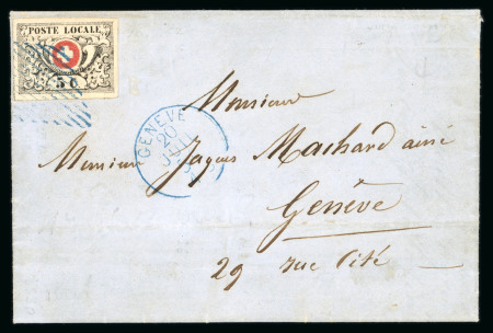 Stamp of Switzerland / Schweiz » "Waadt", "Neuenburg", "Winterthur" 1852, Waadt 5, allseits breite Ränder, auf Stadtbrief