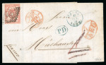 Stamp of Switzerland / Schweiz » Rayonmarken » Rayon III (grosse Ziffer) 1853, Rayon III grosse Wertziffern, auf Brief