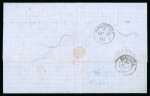 Stamp of Mauritius » 1860-72 De La Rue Issues (SG 46-72) 1866 (Sep 6) wrapper to France with 1863-72 4d vert. pair, underpaid with "ISNNUFICIENTLY / PREPAID" oval hs and Anglo-French +GB / 1F66c"