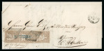 Stamp of Switzerland / Schweiz » Sitzende Helvetia Ungezähnt » Dünnes Papier 1856, 5 Rp. braun im senkrechten Dreierstreifen auf Faltbrief
