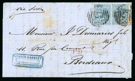 Stamp of Mauritius » 1860-72 De La Rue Issues (SG 46-72) 1863-81, small correspondence of 8 covers to France