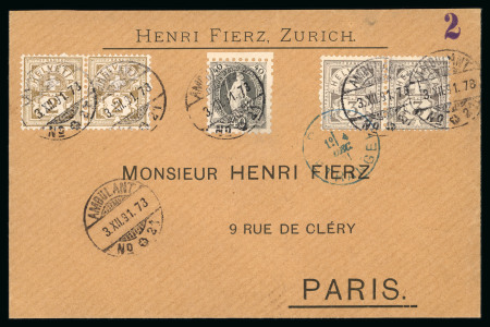 Stamp of Switzerland / Schweiz » Stehende Helvetia 1891, Stehende Helvetia 40 Rp. grau, gezähnt 9 1/4, auf Brief nach Paris
