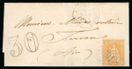 Stamp of Switzerland / Schweiz » Sitzende Helvetia Gezaehnt » Briefmarken 1862 1871, 20 Rp. orange, farbfrisch, auf Brief