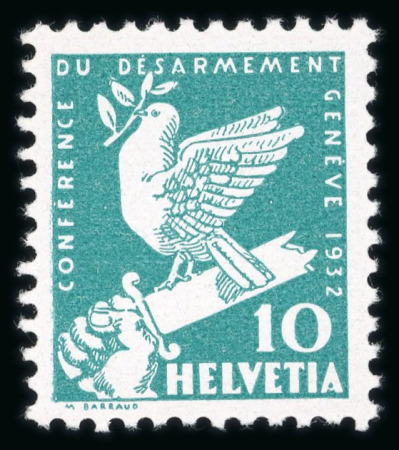 Stamp of Switzerland / Schweiz » Schweiz ab 1907 1932, Abrüstungskonferenz in Genf, 10 Rp., 4 unverausgabte Marken
