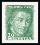 Stamp of Switzerland / Schweiz » Pro Juventute 1926, Pestalozzi 3 Probedrucke in grün, lila und violett