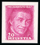 Stamp of Switzerland / Schweiz » Pro Juventute 1926, Pestalozzi 3 Probedrucke in grün, lila und violett