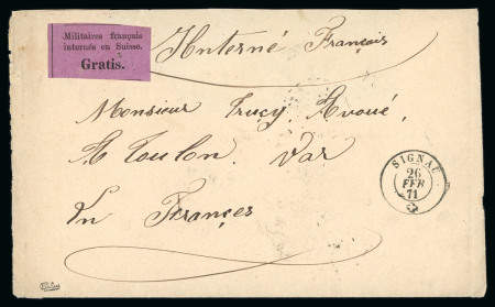 Stamp of Switzerland / Schweiz » Portofreiheit 1871, « Militaires français internés en Suisse, GRATIS »