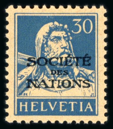 Stamp of Switzerland / Schweiz » Ämtermarken 1932, Société des Nations Tellbrustbild 30 Rp. blau