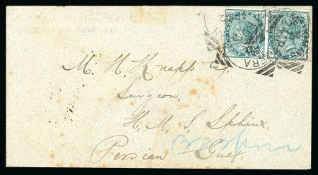 Stamp of Persia » Indian Postal Agencies in Persia Mohammera: 1898, letter sent to a surgeon on the ship Sphinx