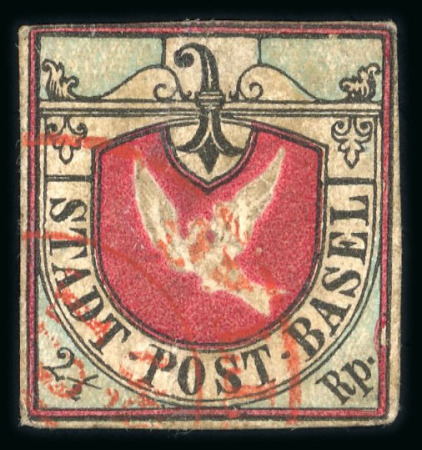 Stamp of Switzerland / Schweiz » Kantonalmarken » Basel 1845, Basler Taube, farbfrisch, dreiseitig weissrandig