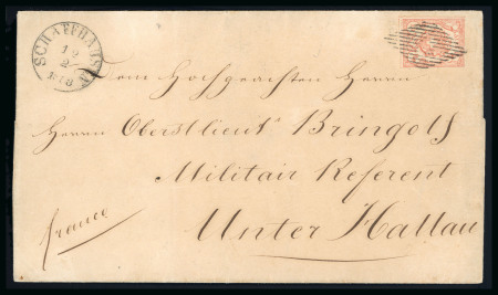 Stamp of Switzerland / Schweiz » Rayonmarken » Rayon III (grosse Ziffer) 1853, Rayon III, grosse Wertziffern, Type 1, auf Brief