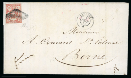 Stamp of Switzerland / Schweiz » Rayonmarken » Rayon III, kleine Ziffer (Cts.) 1852, Rayon III kleine Wertziffern Centimes, auf Brief