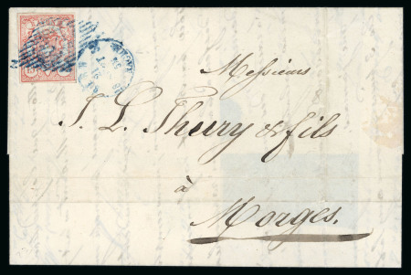 Stamp of Switzerland / Schweiz » Rayonmarken » Rayon III (grosse Ziffer) 1853, Rayon III grosse Wertziffern, Type 6 auf Brief