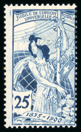 Stamp of Switzerland / Schweiz » Weltpostverein UPU 1900, UPU 25 Rp. blau, der 3., nachgravierten Platte, postfrisch