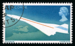Stamp of Great Britain » Queen Elizabeth II 1969 Concorde 4d with violet (value etc.) omitted, neatly used