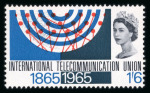 Stamp of Great Britain » Queen Elizabeth II 1965 ITU Centenary 1s6d with error pink omitted, mint n.h.