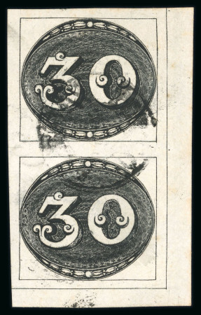 Stamp of Brazil » 1843 Bull's Eyes 1843 Bull's Eyes 30r thick white paper vertical pair used