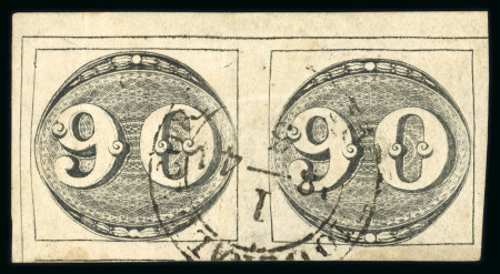 Stamp of Brazil » 1843 Bull's Eyes 1843 Bull's Eyes 90r intermediate printing corner horizontal pair