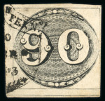 Stamp of Brazil » 1843 Bull's Eyes 1843 Bull's Eyes 90r early impression weak entry at right used