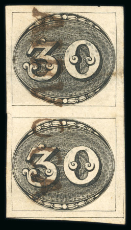 Stamp of Brazil » 1843 Bull's Eyes 1843 Bull's Eyes 30r early impression pair used Airuoca