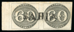 Stamp of Brazil » 1843 Bull's Eyes Bahia: 1843 Bull's Eyes 60r early impression marginal horizontal pair used Bahia