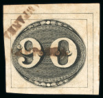 Stamp of Brazil » 1843 Bull's Eyes Campanha: 1843 Bull's Eyes 90r early impression corner example used