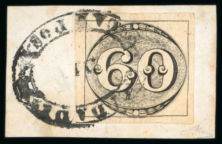 Stamp of Brazil » 1843 Bull's Eyes Campos: 1843 Bull's Eyes 60r late impression used on piece full cancel