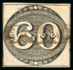 Stamp of Brazil » 1843 Bull's Eyes Castro: 1843 Bulls Eyes 60r two early impressions used part framed cancels