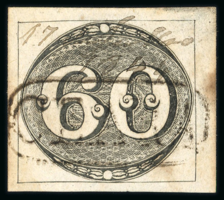 Stamp of Brazil » 1843 Bull's Eyes 1843 Bull's Eyes 60r early impression used full hs and manuscript