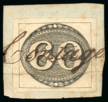 Stamp of Brazil » 1843 Bull's Eyes Contagem: 1843 Bull's Eyes 60r early impression on piece ms cancel