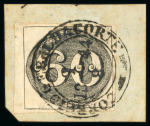 Stamp of Brazil » 1843 Bull's Eyes Corte: 1843 Bull's Eyes 60r used on piece first day cancel