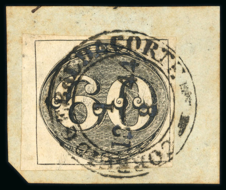 Stamp of Brazil » 1843 Bull's Eyes Corte: 1843 Bull's Eyes 60r used on piece first day cancel
