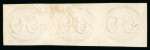 Stamp of Brazil » 1843 Bull's Eyes 1843 Bull's Eyes 60r early impression horizontal strip of three used