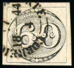 Stamp of Brazil » 1843 Bull's Eyes Corte (Correio Geral Da): 1843 Bull's Eyes 60r used large part ds