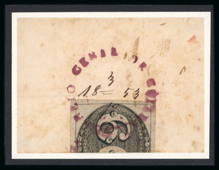Stamp of Brazil » 1843 Bull's Eyes Cuiaba: 1843 Bull's Eyes half 60r tied to piece by full violet cancel